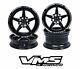 Vms Racing Star 5 Spoke Black Front & Rear Drag Wheels Set 5x100/5x114 15x8 B