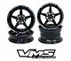 Vms Racing Star Black Silver Front & Rear Drag Wheels Set 4x100/4x108 15x8
