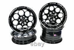 VMS Racing Front & Rear Black Modulo Drag Wheel Rim Set 15x3.5 13x8 4X100 4X114