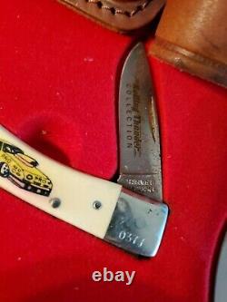 Vintage Schrade USA 1992 Rolling Thunder Drag Racing Scrimshaw Knife Set