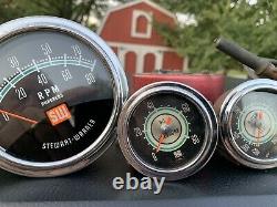 Vintage Stewart Warner Green Line Gauge Set With Speedometer, Tachometer 3-3/8