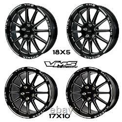 Vms Racing Black Hawk Drag Pack Race Rims Wheels R 17x10 F 18x5 For Dodge 5x115