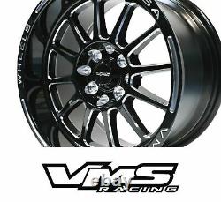 Vms Racing Black Hawk Drag Pack Rims Wheels Set 4x100/4x114 15x8 15x3.5