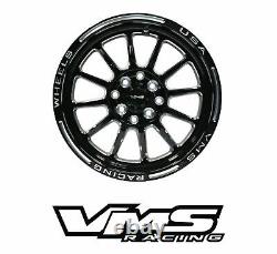 Vms Racing Black Hawk Drag Pack Rims Wheels Set 5x100/5x114 15x8 15x3.5