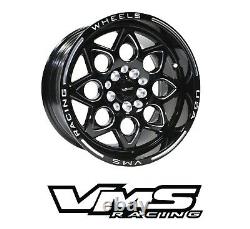 Vms Racing Rocket Black Front & Rear Drag Wheels Set 4x100/4x114 15x8