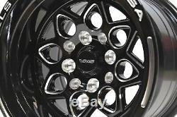 Vms Racing Rocket Black Silver Front & Rear Drag Wheels Set 4x100/4x114 15x8