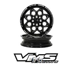Vms Racing Rocket Black Silver Front & Rear Drag Wheels Set 4x100/4x114 15x8