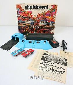 Vtg 1968 shutdown! PLYMOUTH SUPER STOCK RACING SET Slot Car Drag Strip WORKING