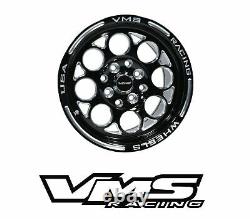 X2 VMS RACING MODULO BLACK SILVER DRAG WHEELS SET 4X100/4X108 15x8