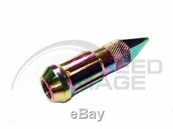 Z Racing Neo Chrome Spike Extended Steel Lug Nuts Open Set 20 Pcs Key 12x1.5mm