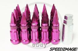 Z Racing Pink Drag Spike Extended Steel Lug Nuts Open Set 20 Pcs Key 12x1.5mm