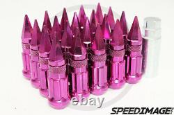 Z Racing Pink Drag Spike Open Extended Steel 12x1.5mm Lug Nuts Set 20 Pcs Key