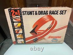 1- Course de gros cigares! (rare) Original Aurora Speedline Stunt Drag Set / Voitures près du neuf