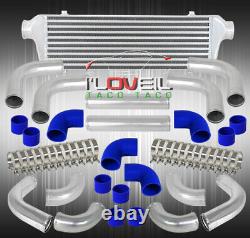 12pc Turbo Piping Kit + Barre Et Plaque Intercooler Ensemble Blue Coupler+t-bolt Clamps