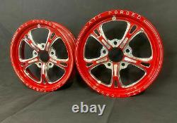 15 Front Drag Racing Wheels Prima Red Contrast Cut Finish Set Of 2