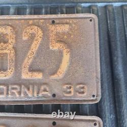 1933 California License Plate Set DMV Clear Hot Rod Rat Rod Ford Chevy Mopar