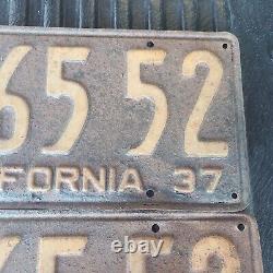1937 California License Plate Set DMV Clear Hot Rod Rat Rod Ford Chevy Mopar