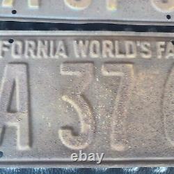 1939 California Worlds Fair License Plate Set DMV Clear Rat Rod Ford Chevy Mopar