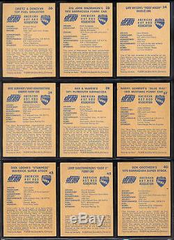 1971 Fleer Ahra Officiel Drag Champs Du Canada Carte Partielle De Lot Près Set 55/63