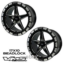 2 Vms Racing V-star Beadlock Drag Roues De Course Arrière 17x10 Pour Corvette C6 Z06 Gs