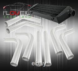 28x7 Aluminium Noir Sport Intercooler + 64mm Piping Kit De Mise À Niveau + 3 Ply Tuyau