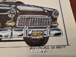 American Graffiti Ensemble de dessin d'art original de la 32 Coupe de Milner et de la 55 Chevy de Falfa