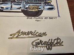 American Graffiti Ensemble de dessin d'art original de la 32 Coupe de Milner et de la 55 Chevy de Falfa