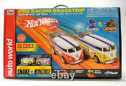 Autoworld Ho Slotcar Hot Wheels Snake / Mongoose Drag Racing Set Awdsrs340 Nouveau
