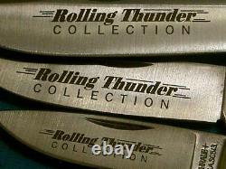 Couteau Couteaux Set Rare Vintage Schrade États-unis Roulement Drag Racing De Thunder Scrimshaw