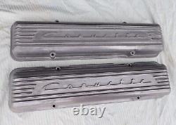 Couvercles de soupapes en aluminium nervurés pour Corvette GM OEM 3726086, motif SBC à espacement décalé, SWEET.