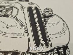 Dessin original d'une voiture de course Ford Anglia Gasser de Shores & Hess en drag racing art