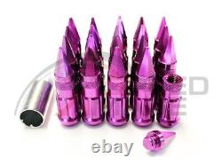 Ensemble de 20 écrous de roue Z Racing Purple Drag Spike Open Extended en acier 12x1.5mm avec clé