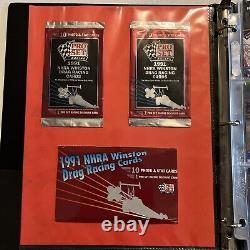 Ensemble de cartes 1991 Pro Set NHRA Winston Drag Racing de 130 cartes avec 2 cartes autographes de John Force