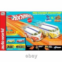 Ensemble de course de dragster manuel Hot Wheels Snake vs Mongoose de 13 pieds avec bus VW à fente - SCELLÉ EN USINE