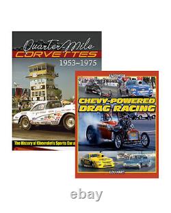 Ensemble de livres de 2 volumes sur les Corvettes de quart de mile et les courses de dragsters à moteur Chevy