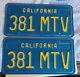 Ensemble Rare De Plaques Bleues Et Jaunes De Californie 1970-1980 381 Mtv Chevy Jdm Datsun Mopar