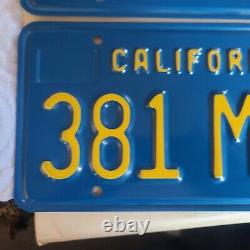 Ensemble rare de plaques bleues et jaunes de Californie 1970-1980 381 MTV Chevy JDM Datsun Mopar