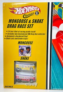 Hot Wheels Classique 1969-2005 Mongoose & Snake Set de course de dragsters avec 2 Drag Buses NEUF