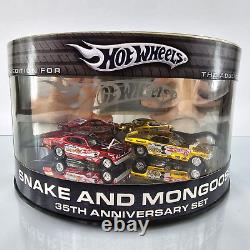 Hot Wheels Serpent & Mongoose Dragsters de course des années 70 Coffret 35e anniversaire de voitures amusantes NOUVEAU