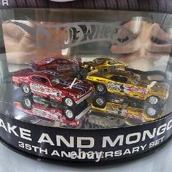 Hot Wheels Serpent & Mongoose Dragsters de course des années 70 Coffret 35e anniversaire de voitures amusantes NOUVEAU