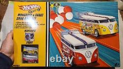 Hot wheels snake et mongoose boîte de course de dragsters avec des bus de drag VW
