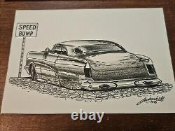 Lot de 5 dessins originaux de hot rod Lead Sled par T. Frederick Street Rod Cars