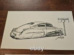 Lot de 5 dessins originaux de hot rod Lead Sled par T. Frederick Street Rod Cars