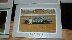 Lot de photos signées de courses de stock-car vintage 1970 NASCAR Michigan autographiées