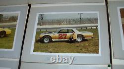 Lot de photos signées de courses de stock-car vintage 1970 NASCAR Michigan autographiées