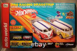 MONDE AUTO HOT WHEELS PISTE DE DRAG RACING PRO 164 SNAKE CONTRE MONGOOSE BUS VW 13 PIEDS