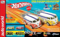 MONDE AUTO HOT WHEELS PISTE DE DRAG RACING PRO 164 SNAKE CONTRE MONGOOSE BUS VW 13 PIEDS