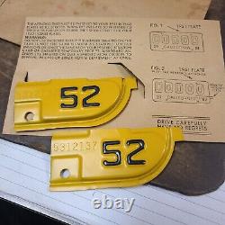 Nos 1952 California License Plate Tag Set Avec Enveloppe Et Papier D'enregistrement