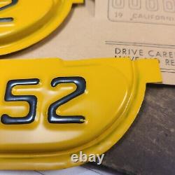 Nos 1952 California License Plate Tag Set Avec Enveloppe Et Papier D'enregistrement