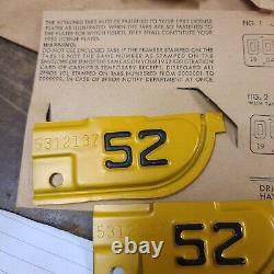 Nos 1952 California License Plate Tag Set Avec Enveloppe Et Papier D'enregistrement